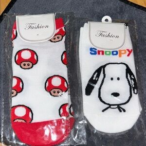 Snoopy and Mushroom Pattern Socks